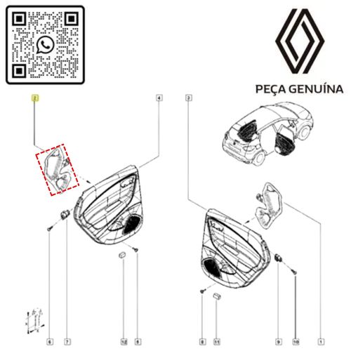 RN 59180R 828659180R Capa De Protecao Da Porta Traseira Lado Esquerdo Renault Captur 4